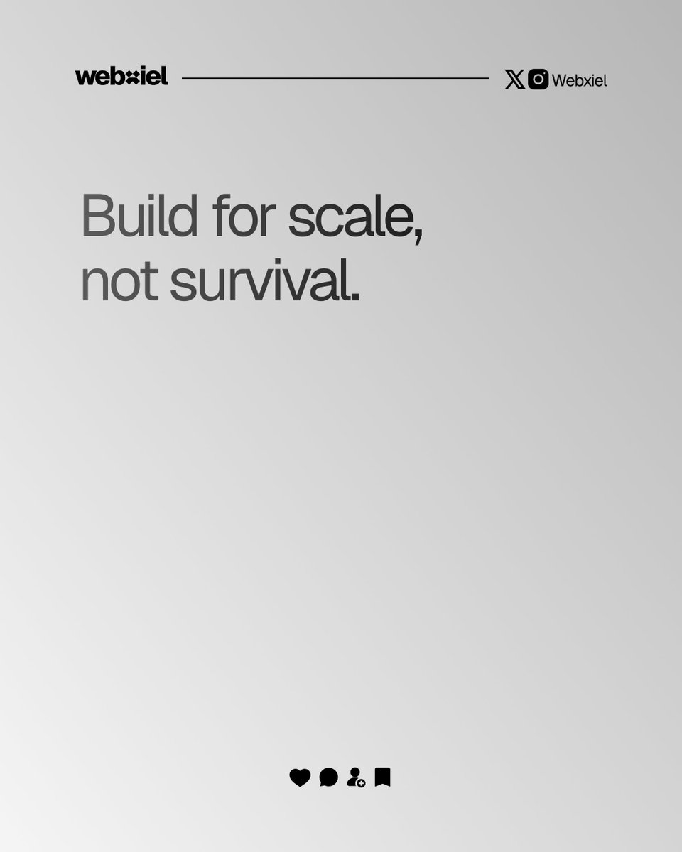 webxiel's tweet photo. Anyone can build a system.
Not everyone builds one that survives growth.

At Webxiel, we do.

If you’re planning to scale, make sure your systems can handle it. Send a DM to get started today.

#webxiel #businesshack https://t.co/TVkxSpZmRv
