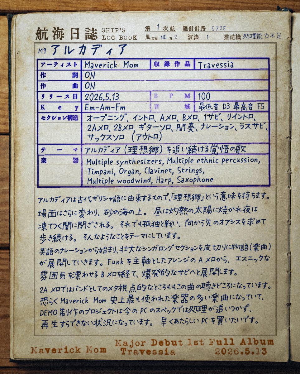 航海日誌 -SHIP'S LOG BOOK- -------------------- M9. アルカディア