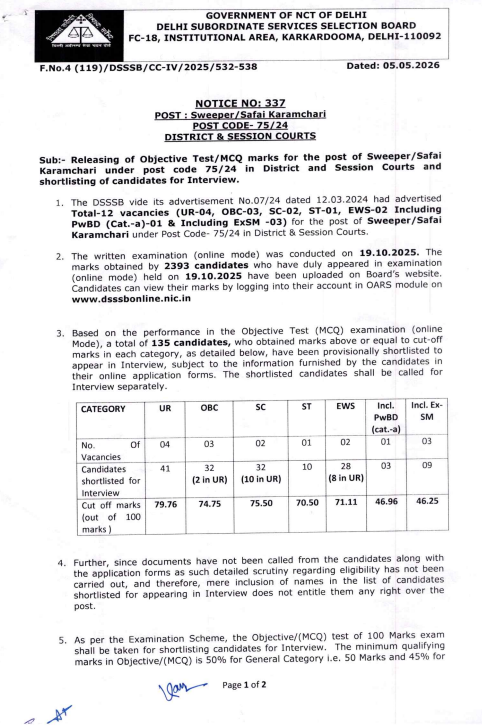 Delhi Subordinate Services Selection Board tweet media