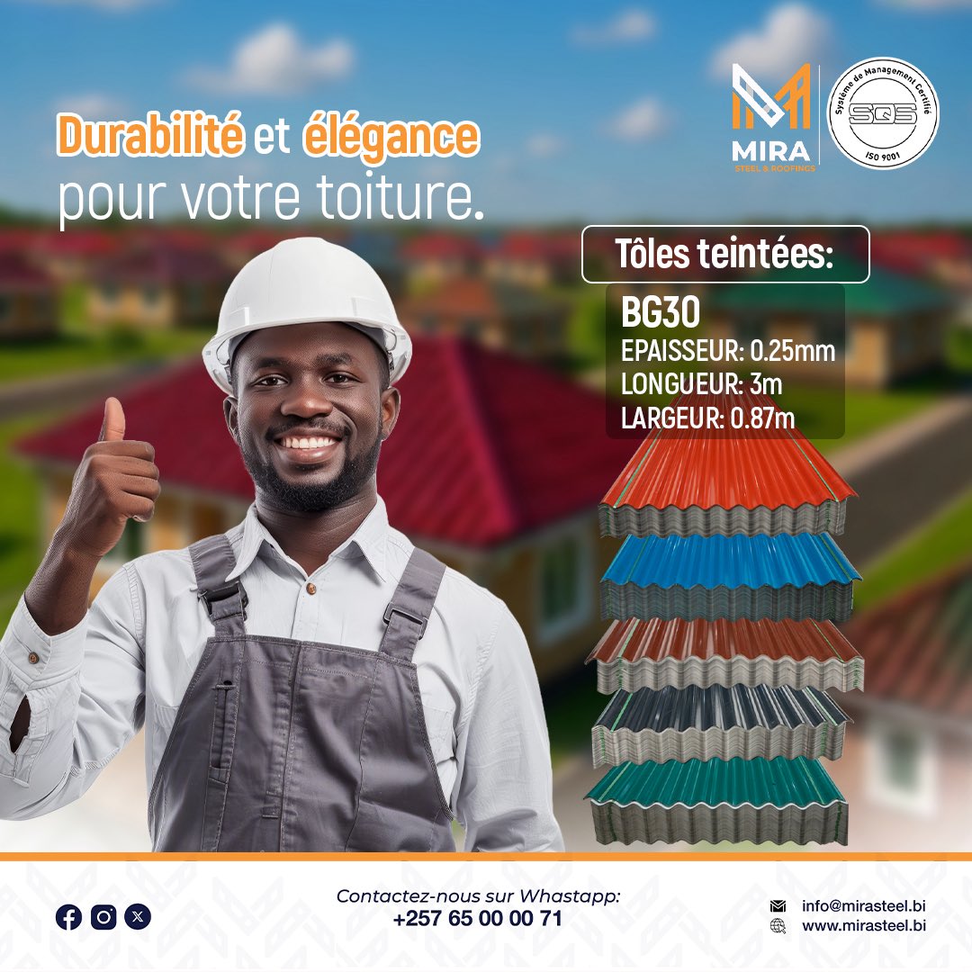 MiraSteelBu's tweet image. Votre toit mérite le meilleur.

#mirasteel
#buidlingthestrengthofnation
#quality
#construction