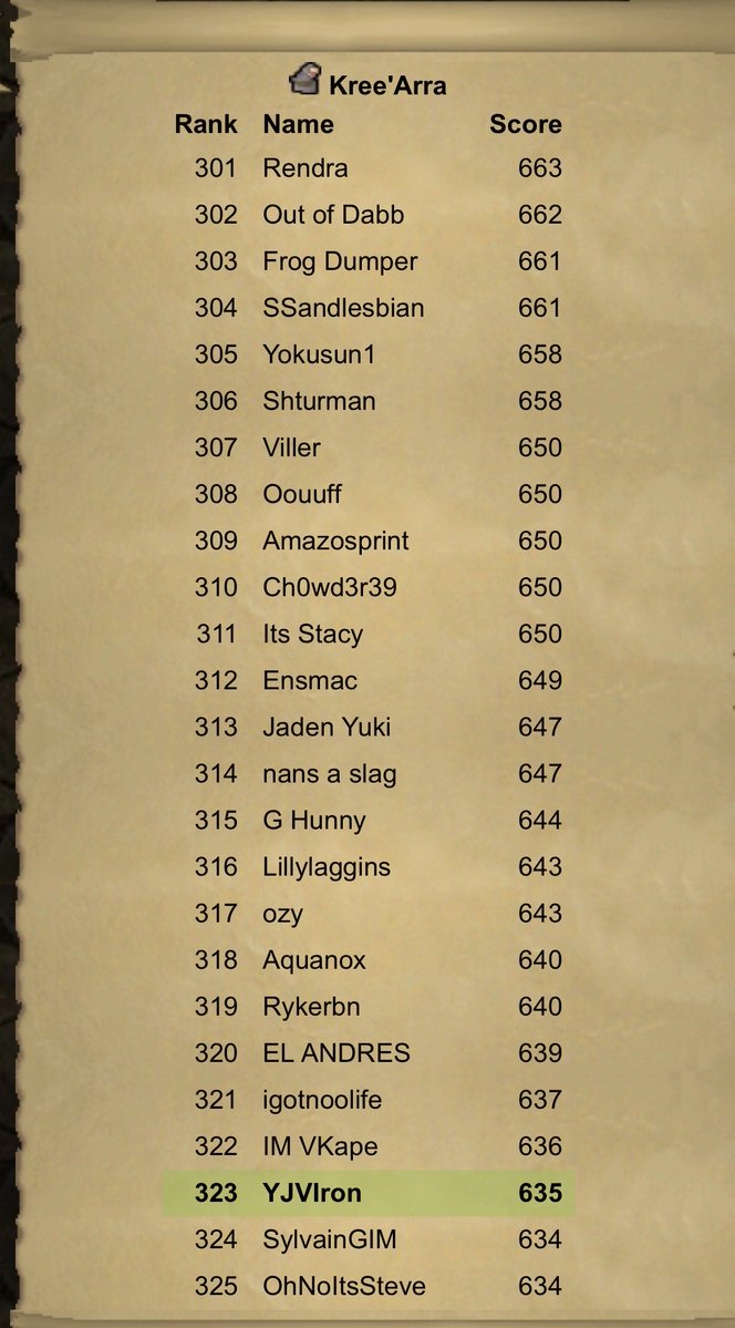 VideosJoey's tweet image. Here’s my #osrs leagues 6 update for anyone who cares lol I hit top 350 for a boss for the first time lol