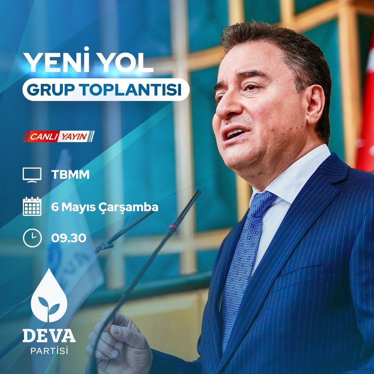 Genel Başkanımız Ali Babacan, yarın saat 9.30’da Türkiye Büyük Millet Meclisi'nde Yeni Yol Grup Toplantısı’nda konuşma yapacaktır.

Genel Başkanımızın açıklamalarını sosyal medya hesaplarımızdan takip edebilirsiniz.