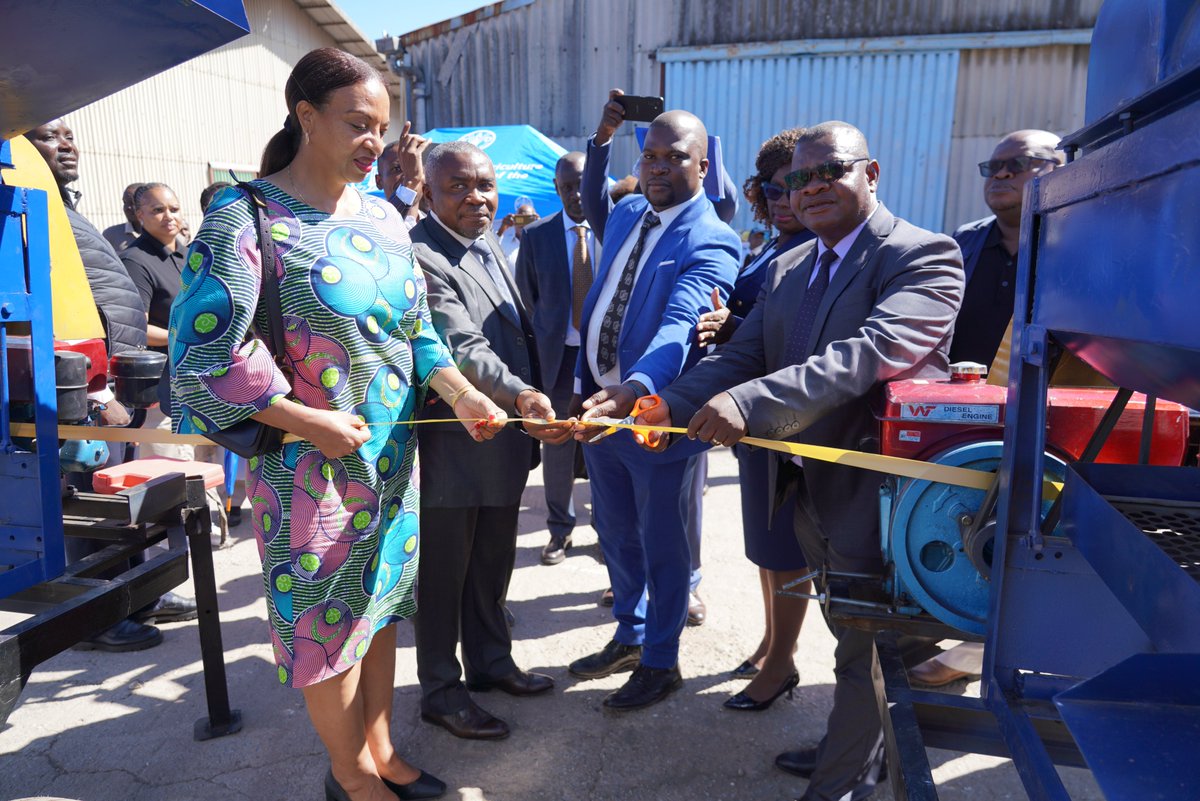 FAOZimbabwe's tweet photo. Today, @FAO & @AfDB_Group under #ZEFPP handed over mechanization & storage equipment to the Govt of Zimbabwe🇿🇼
~2 100 silos
~70 multi-crop threshers
~5 combine harvesters
With improved storage & mechanization farmers can:
🌾 Protect their harvest
⚙️ Process faster
💰 Earn more https://t.co/qNIFBWVAll