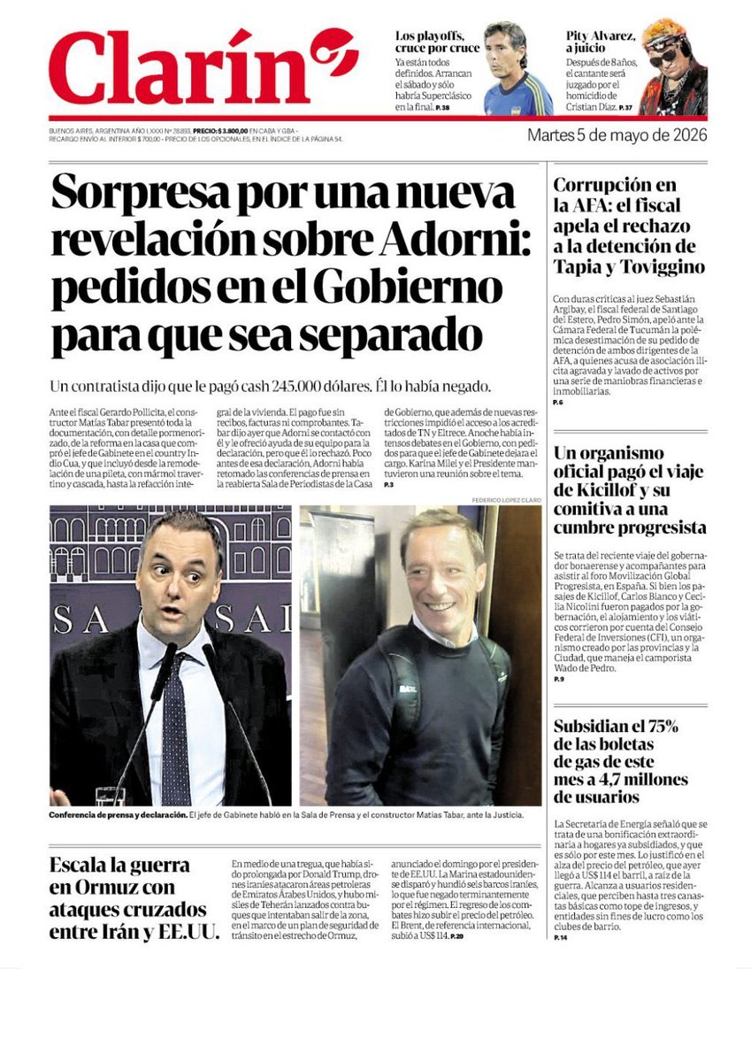 Pero digan quienes son los del gobierno que quieren que sea separado Adorni . Así no vale . Al pobre se le van a caer los pelos de tanta mala sangre con lo que cuesta en dólares implantarlos .