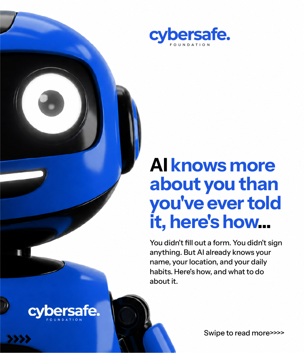 cybersafehq's tweet photo. You didn’t tell AI anything

Your digital footprint did

Be intentional about what you leave online

#AISafety #CyberAwareness https://t.co/JWPOaQztWm