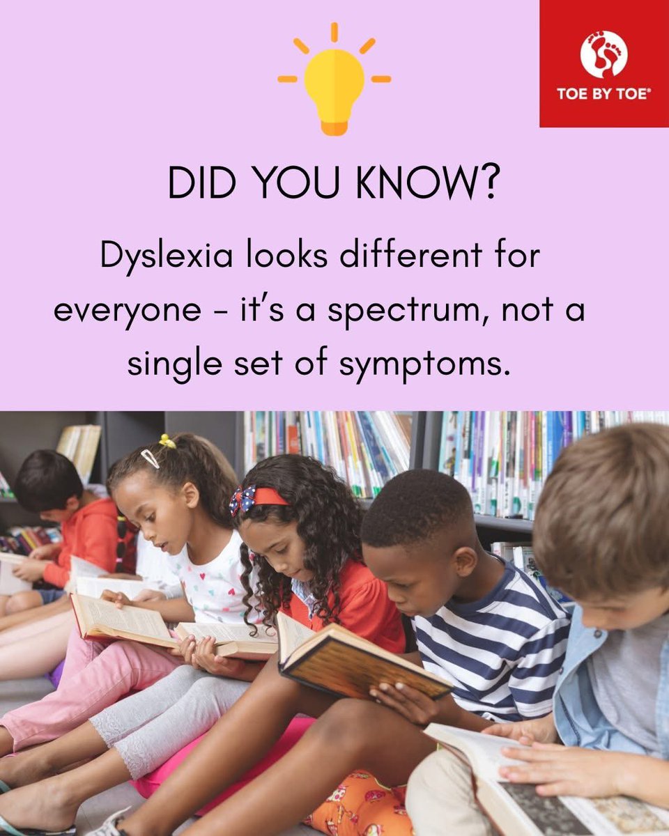 toebytoe's tweet photo. Dyslexia exists on a spectrum, with symptoms varying in type and severity from person to person - so every individual’s experience is unique. 💡

#dyslexia #dyslexiafacts #dyslexiaunderstanding #dyslexiaawareness #dyslexiasupport #dyslexiacommunity #toebytoe https://t.co/5E6u6udbro