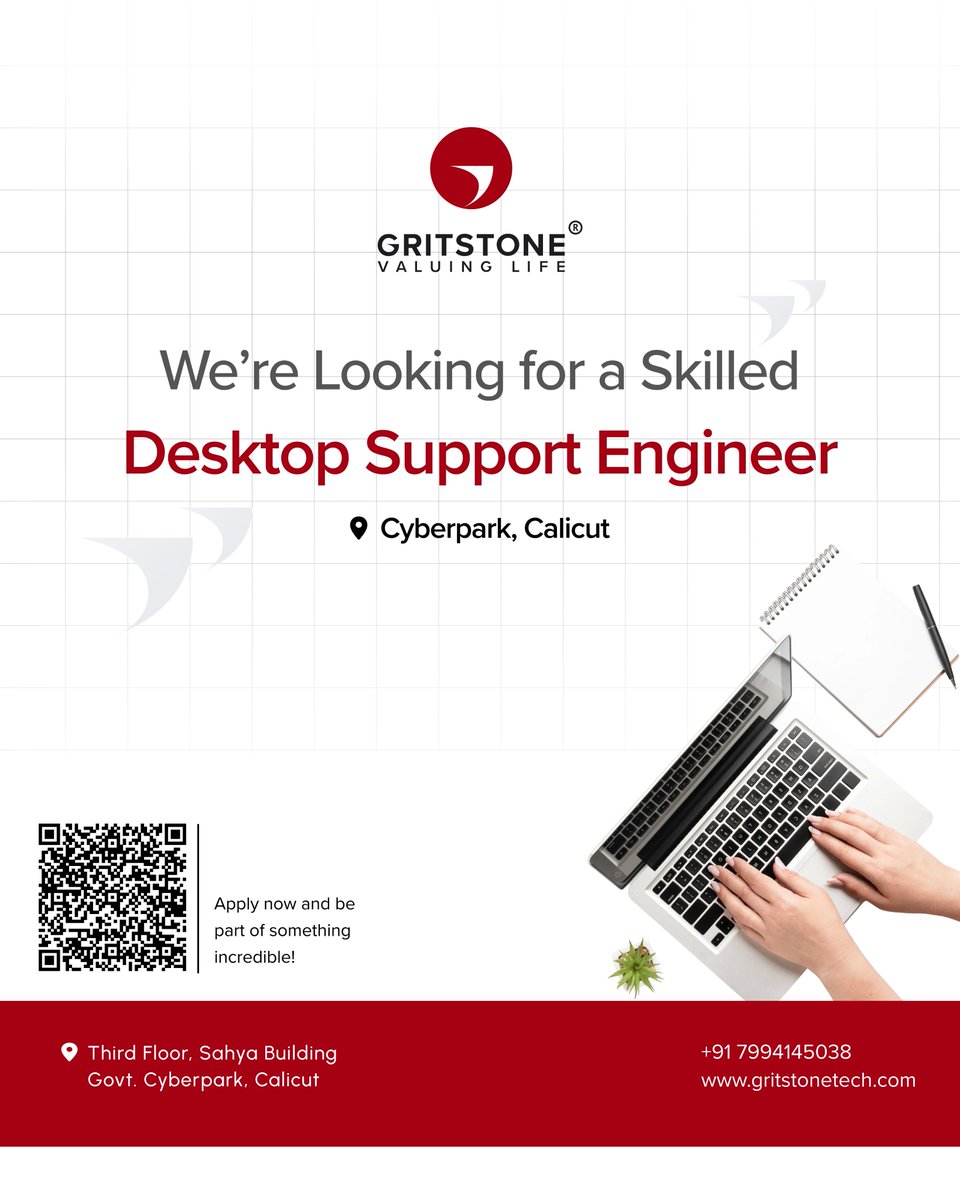 gritstone_tech's tweet photo. Hiring: Desktop Support Engineer
Cyberpark, Calicut
If you’re skilled in IT support and troubleshooting, we want to hear from you.
Apply now.
#DesktopSupport #ITSupport #HiringNow #TechJobs #ITJobs #SupportEngineer #KeralaJobs #CalicutJobs #Cyberpark #TechCareers #NowHiring https://t.co/xJa2khuWi6