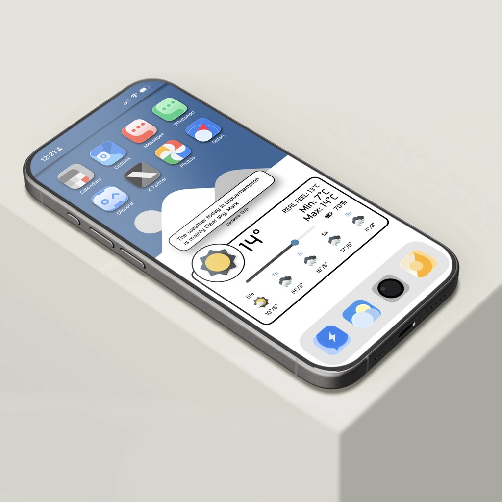 Markfern811's tweet photo. Tuesday setup
#Skycast @af0erster31 
#Layerize Tito
Icons @coburn67_94 
Theme credits Marchy Marx Tex 2. My recreation for #Skycast
#mlite @SeanKly 
#iphone17proMax 
#pixelmator https://t.co/YE6Hp1jMlr