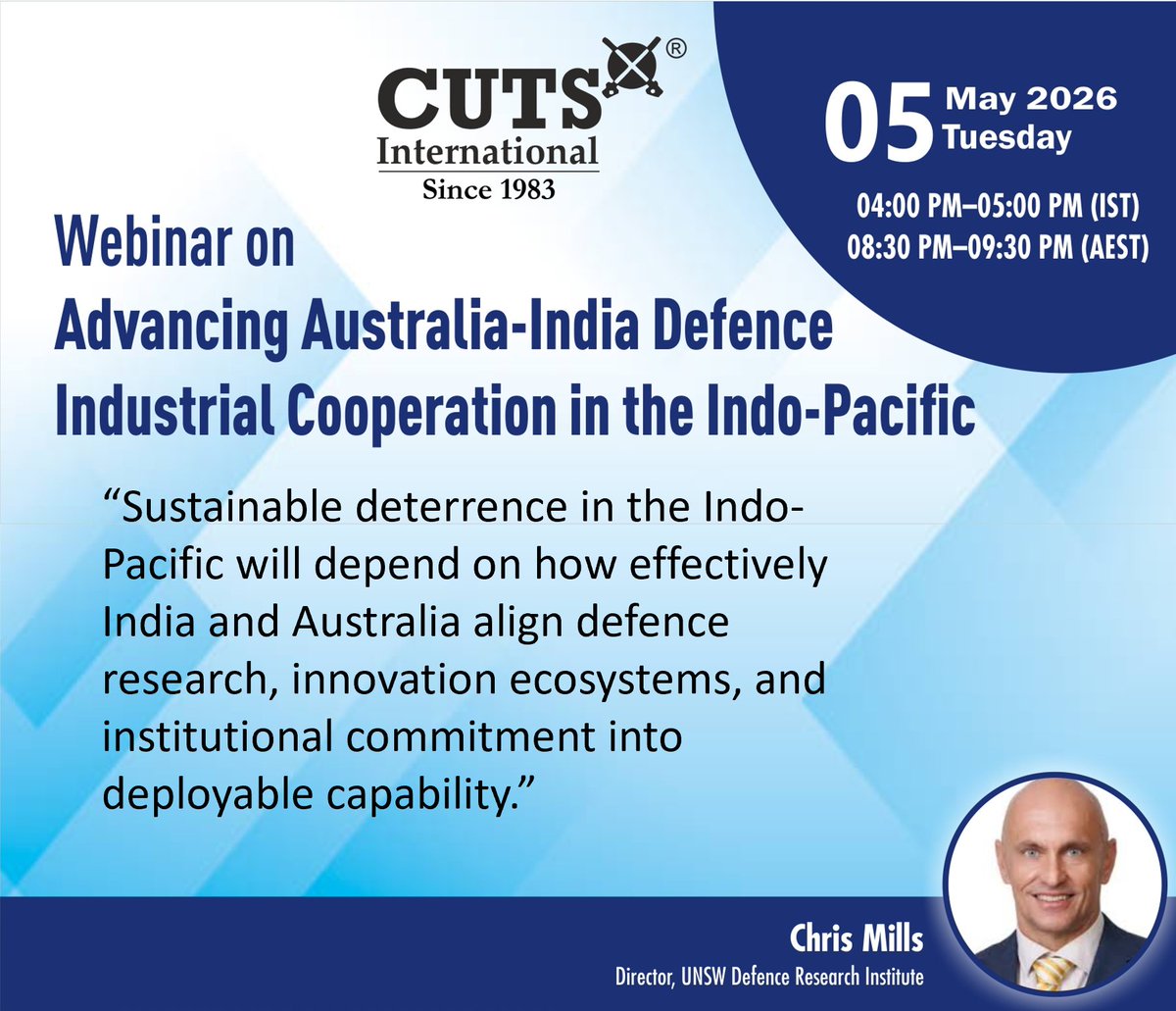 CUTSGlobal's tweet image. 📢 Live Now👇 

#Webinar on #Advancing #Australia-#India #Defence #Industrial #Cooperation in the #Indo-#Pacific 

@Psm_cuts @bc_cuts @Harpoonleader @CSDR_India @asw_cuts @CUTS_CITEE  @vandana151994 @nehashri707
