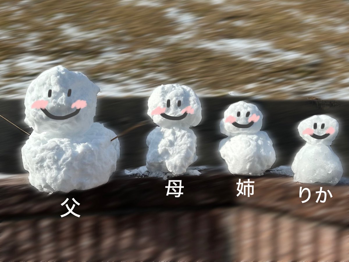 🎏こどもの日🎏

そのだ家のこども！お姉ちゃんとの写真👯‍♀️

あとお正月、帰省した時に雪だるまでそのだ家族を作ってみたよ！！

家族大好き人間だから、次にみんなで集まれる日を楽しみにしてる❤️‍🔥❤️‍🔥