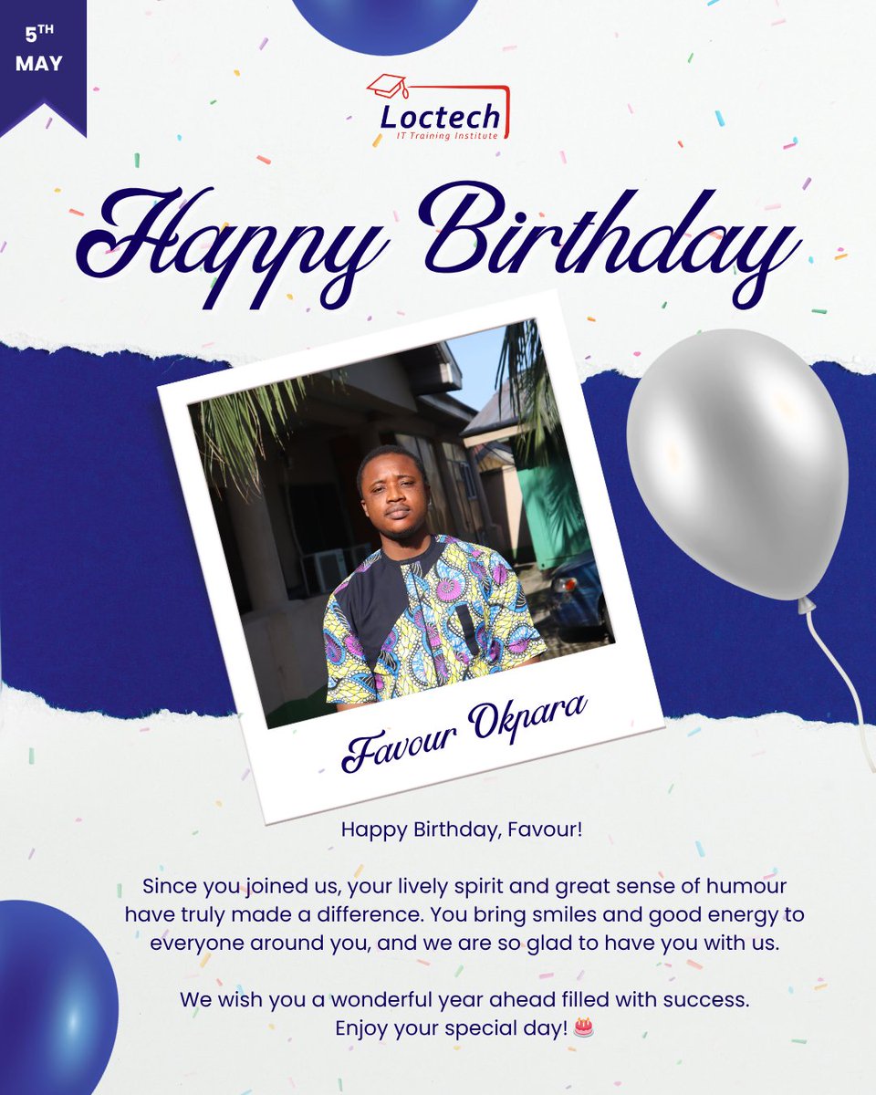 loctechtraining's tweet photo. It's raining celebrations this month at Loctech. And today, we celebrate one of our own. Loctech prides itself in having the best of instructors and we cannot fail to wish them well on their special days.

#Loctech #Maycelebrants #birthdaycelebration #staffappreciation https://t.co/KhvKGbb2c2
