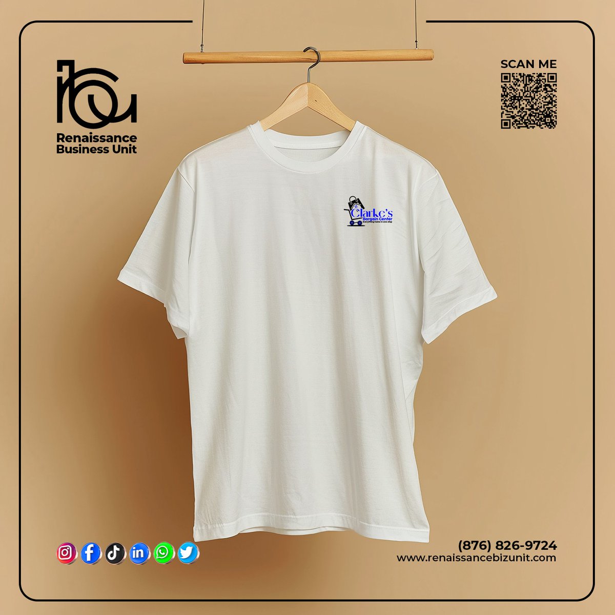 RenaissanceBU's tweet photo. Everyday branding, done right. 👕✨

Custom t-shirt for @clar_kes_bargain_center clean, simple, and built for visibility wherever your brand goes.

Because great branding isn’t just seen… it’s worn.

Created by Renaissance Business Unit bringing your brand into everyday moments. https://t.co/xiqhYuWuOt
