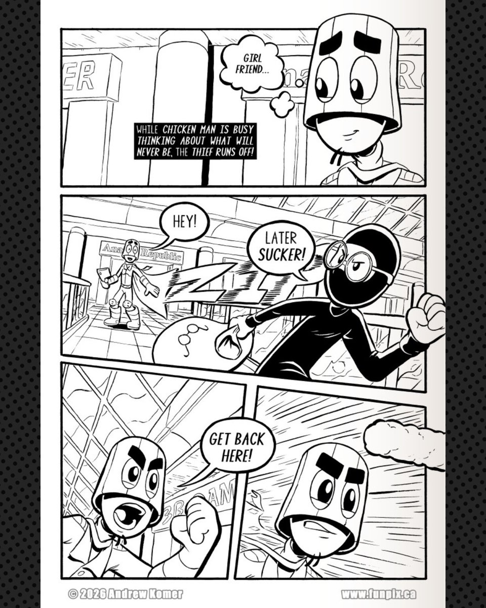 funpix_comics's tweet photo. Read Chicken Man Issue 9 for free on my Gumroad... Kickstarter is coming later this year!
#chickenman #comicbooks #comics #comedy #freecomics https://t.co/PMhClZV7QY