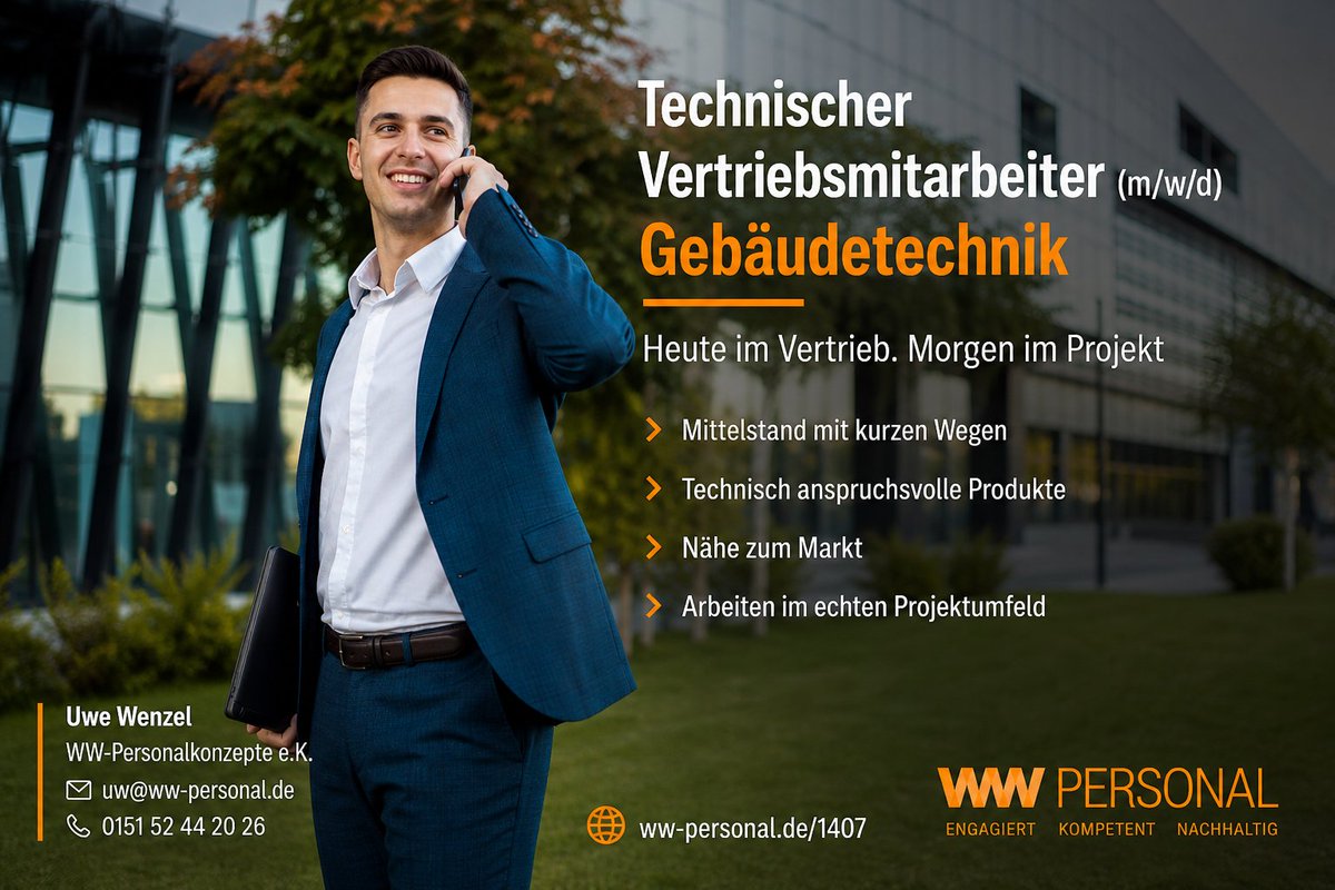 wenzelpersonal's tweet photo. Vom Außendienst ins Projektgeschäft.

Mehr Verantwortung.
Mehr Einfluss.
Mehr Entwicklung.
Genau darum geht es hier.

Region Hamburg | Gebäudetechnik | Wasseraufbereitung

Wenn Sie sich darin wiederfinden, sollten wir sprechen. https://t.co/e1AUUaqPYZ
