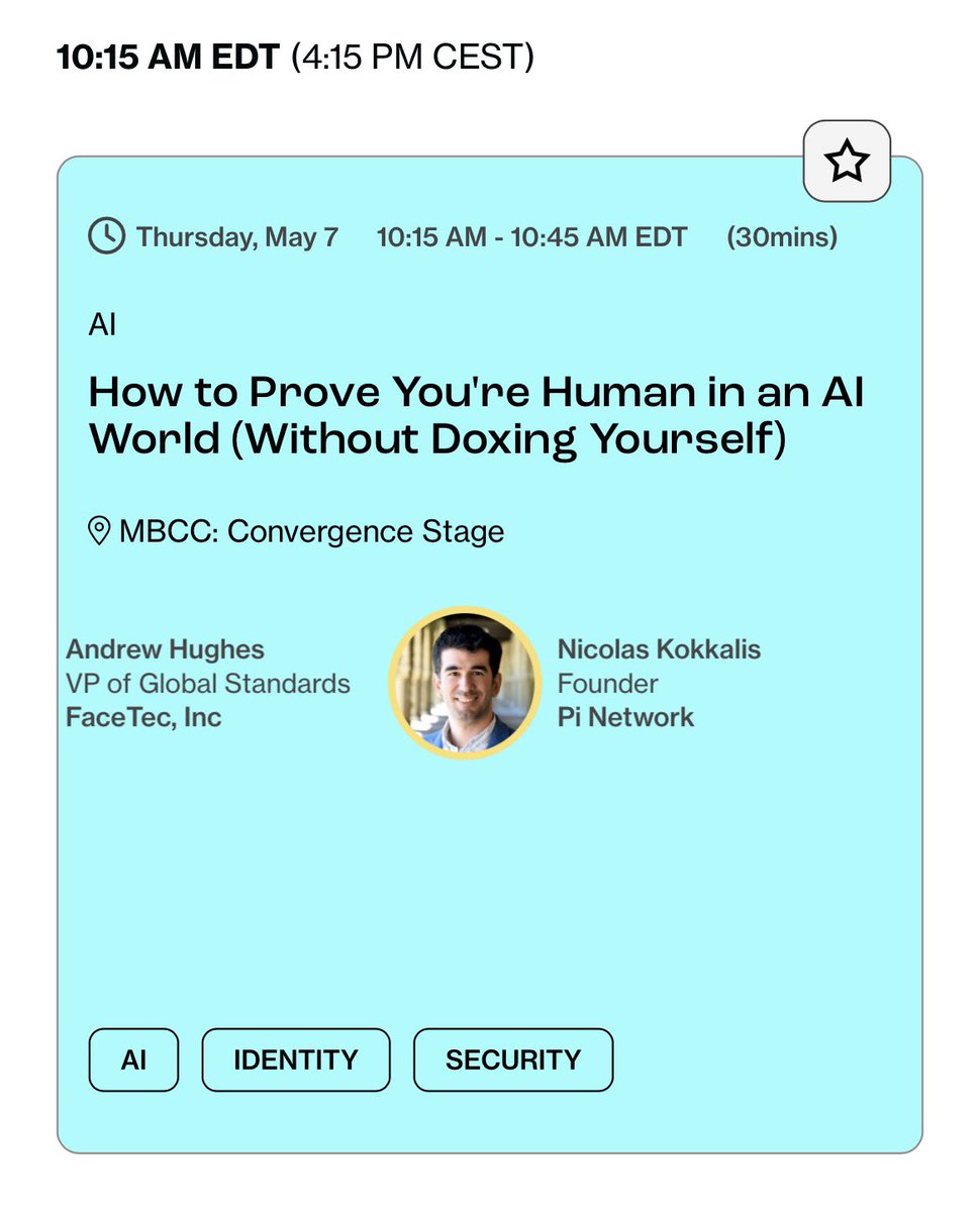 DanielFenelus2's tweet photo. Don't miss the founders at MBCC!

May 6 (15:15 UTC): Dr. Chengdiao Fan on AI &amp; Web3 utility.
🔹 May 7 (14:15 UTC): Dr. Nicolas Kokkalis on Proof of Personhood.
#PiNetwork https://t.co/4ujvaa9nUL