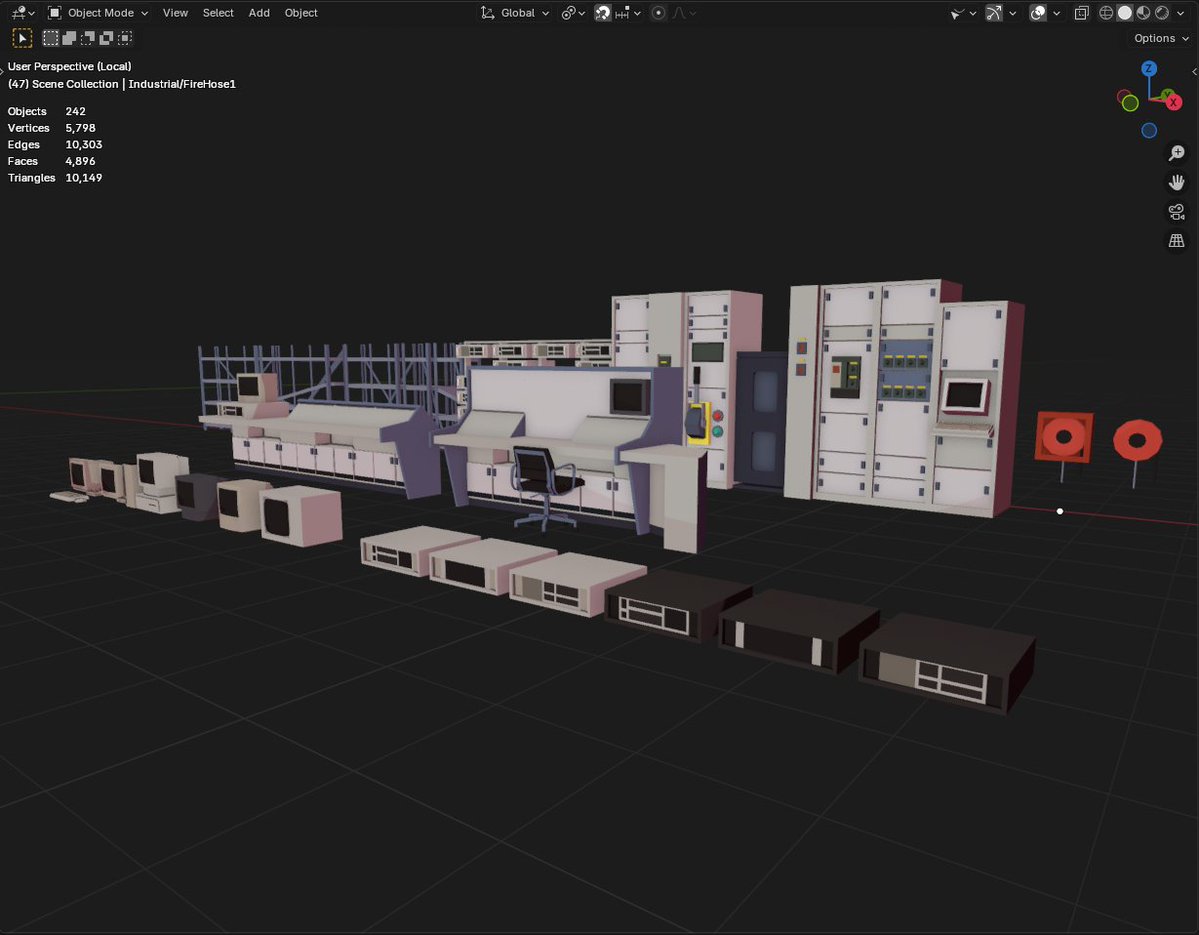 _saminton's tweet image. working on some low poly 80's industrial props, any ideas as to what I could add ? #blender
