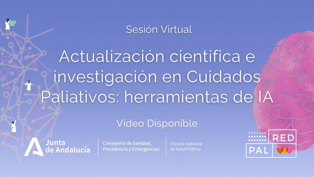 RedPalAndalucia's tweet photo. 🎥 Ya disponible la sesión🔬 IA para la actualización científica en cuidados paliativos

Cómo usar herramientas de IA para:
✔️ búsqueda y revisión de literatura
✔️ síntesis de evidencia
✔️ apoyo a la redacción
✔️ uso responsable

Con Rubén Alba Ruiz
▶️ https://t.co/tO4n6ImTh7 https://t.co/kmLxf0PFSS