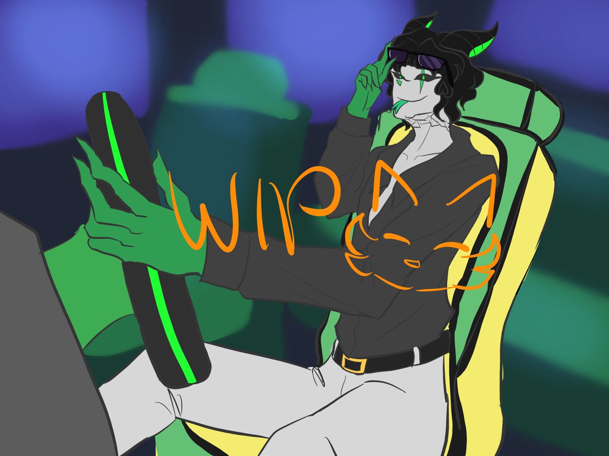 vicimaaurantica's tweet image. my progress during my livestream in Tiktok🧡💚
#wip #harlequin #fanart #tfc #thefreakcircus