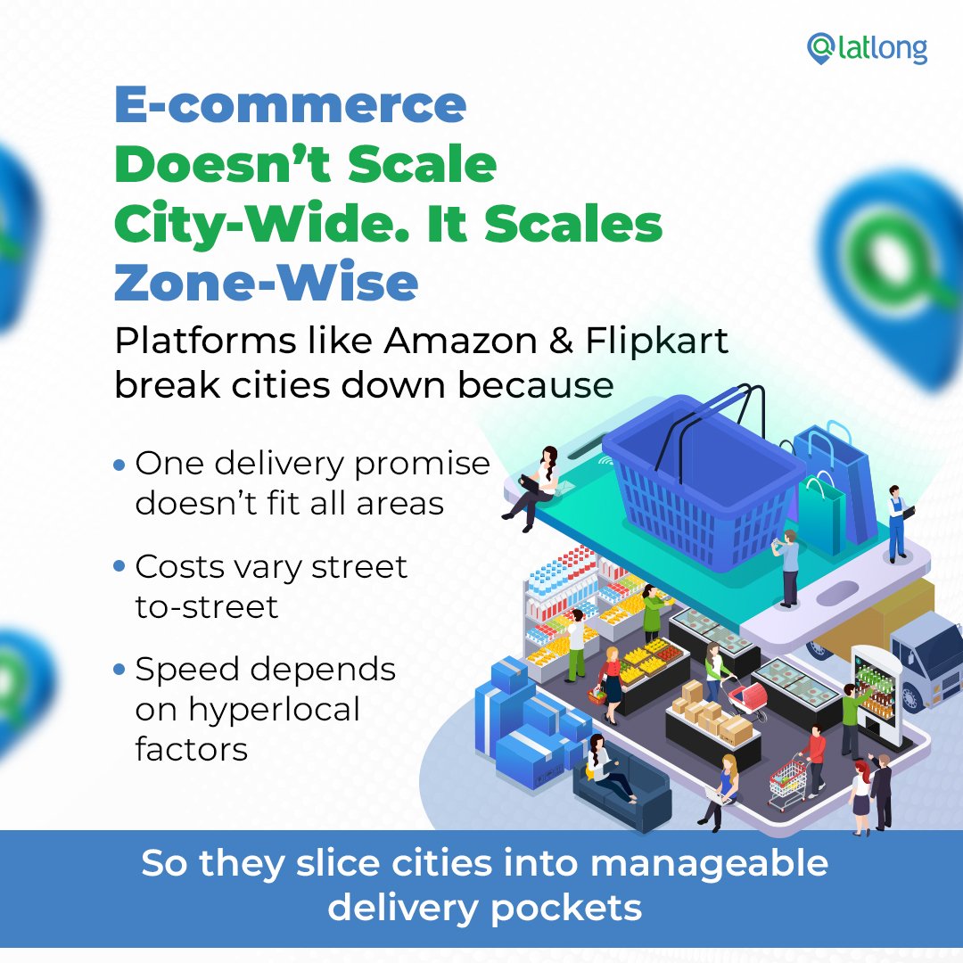 latlong_ai's tweet image. E-commerce success isn't city-wide—it's zone-wise.  
Platforms slice cities into pockets based on deliverability, not just distance.
However, "near temple" addresses break these zones and drive up costs. 📍📦  

#Logistics #Ecommerce #SupplyChain #LastMile #Tech