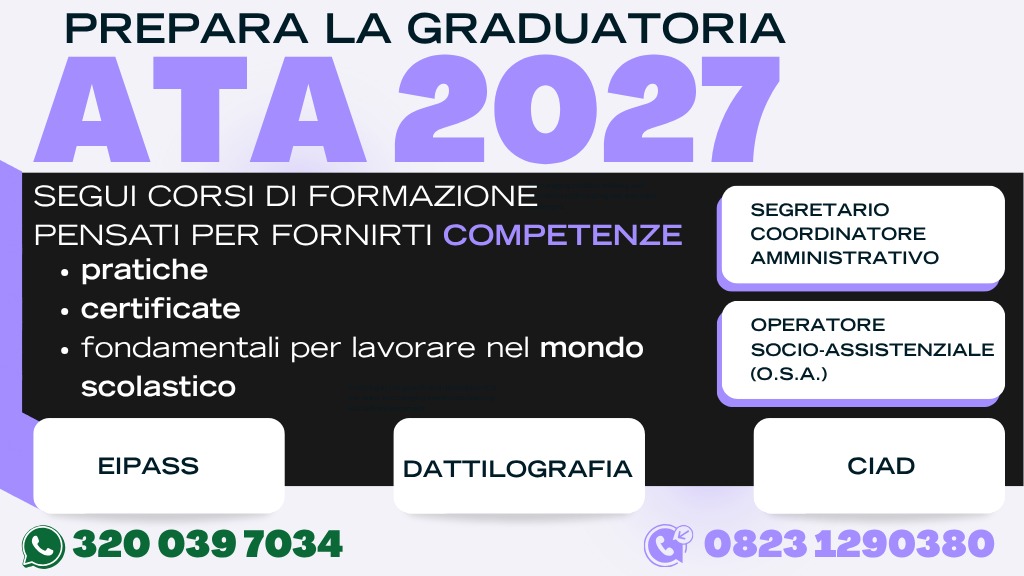 frasalform's tweet photo. 🎓 𝑷𝒓𝒆𝒑𝒂𝒓𝒂𝒛𝒊𝒐𝒏𝒆 𝑮𝒓𝒂𝒅𝒖𝒂𝒕𝒐𝒓𝒊𝒂 𝑨𝑻𝑨 2027 – 𝑭𝒐𝒓𝒎𝒂𝒛𝒊𝒐𝒏𝒆 𝑪𝒐𝒎𝒑𝒍𝒆𝒕𝒂

📈𝑵𝒐𝒏 𝒆𝒔𝒊𝒕𝒂𝒓𝒆 𝒂 𝒄𝒐𝒏𝒕𝒂𝒕𝒕𝒂𝒓𝒄𝒊 𝒑𝒆𝒓 𝒓𝒊𝒄𝒆𝒗𝒆𝒓𝒆 𝒎𝒂𝒈𝒈𝒊𝒐𝒓𝒊 𝒊𝒏𝒇𝒐𝒓𝒎𝒂𝒛𝒊𝒐𝒏𝒊!
https://t.co/SCSQumVVCk
#Frasalform https://t.co/hU797vrPsb