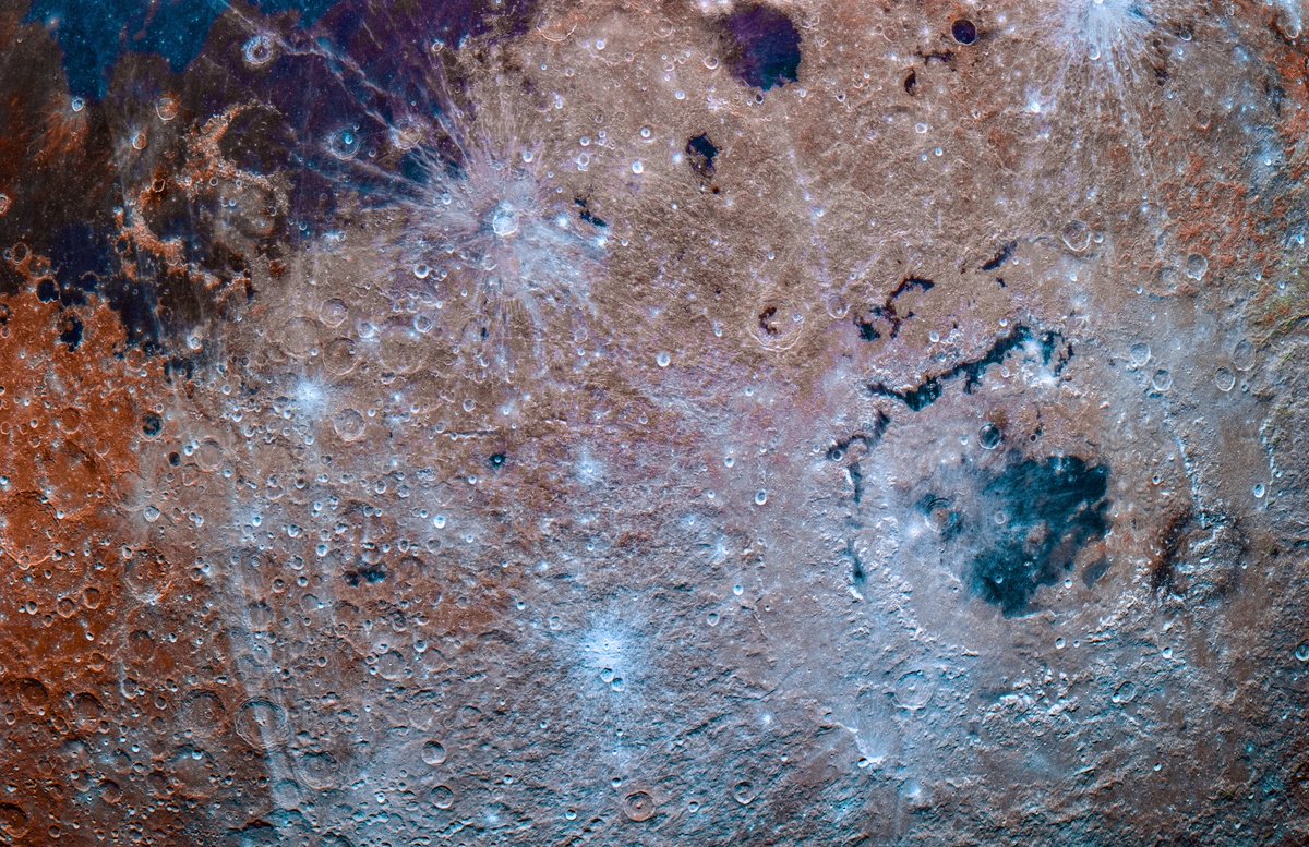 I’ll probably be going through these photos for years. Absolutely incredible geological detail.

This is from a stack of about 20 images taken of the far side of the moon by <a href="/astro_reid/">Reid Wiseman</a>, processed by me to show the moon’s hidden color.