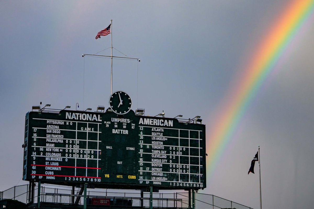 barstoolchicago's tweet photo. Last night at Wrigley we had a double rainbow and a comeback win on a walk-off.

The vibes are immaculate with this Cubs team right now. https://t.co/rkXUKeuXVb