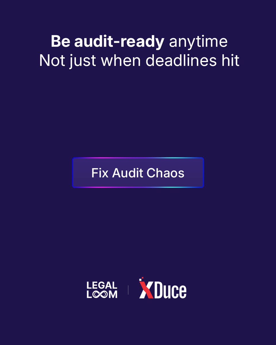 FizenTechnology's tweet photo. Audit season shouldn’t be chaos.

Legal Loom keeps docs organized so you’re always audit-ready.

Stay smooth, stay compliant.

👉Learn More: https://t.co/nPYh005YTr

#AuditReady #ComplianceLeadership #LegalLoom #XDuce https://t.co/uSeGcaOr0f