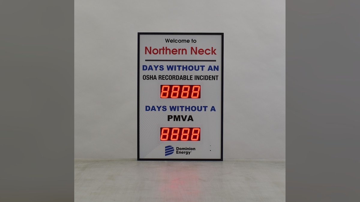 CousignLLC's tweet image. Dual-counter safety scoreboards with custom branding keep multiple safety metrics visible and teams engaged. Clean basic frame design with integrated company logos. #cousign #safetyfirst #workplacesafety #safetyscoreboard