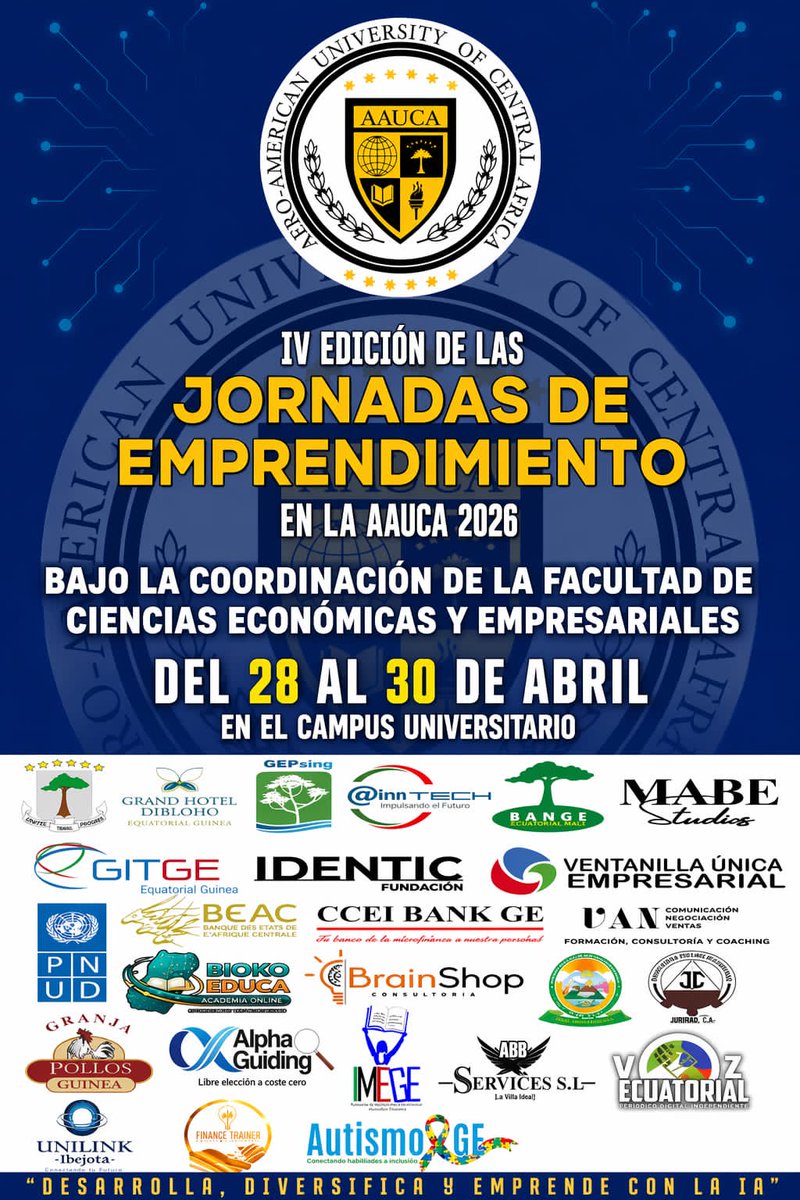 UNDP_EG's tweet image. El @UNDP_EG participó en la IV Edición de las Jornadas de Emprendimiento de la @AAUCA2 2026, reafirmando su compromiso con la #juventud, la #innovación y el #emprendimiento como motores del desarrollo sostenible en Guinea Ecuatorial. 

#DigitalizacionJuvenil #DesarrolloSostenible