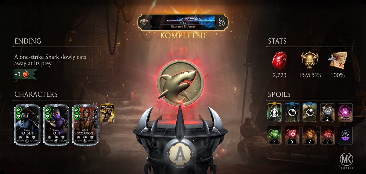 s5oonh1's tweet photo. I just completed a Krypt Run in Mortal Kombat mobile! Check out my stats. https://t.co/V2KWbwWW0S