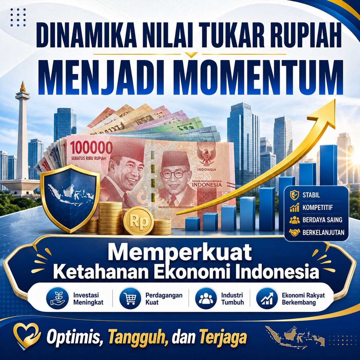 Nilai tukar rupiah yang stabil menunjukkan kekuatan ekonomi Indonesia. Dengan kebijakan yang tepat, kita bisa terus memperkuat ketahanan dan pertumbuhan ekonomi menuju masa depan yang lebih cerah.