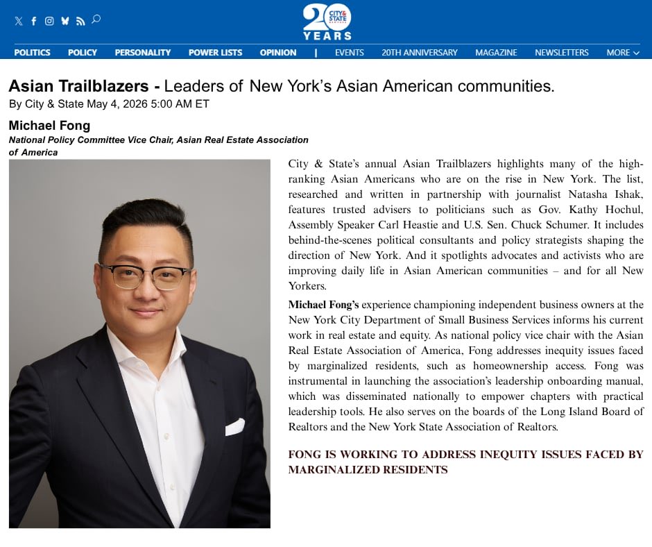 michaelfong23's tweet photo. Honored to be recognized by City &amp; State New York as a 2026 Asian Trailblazer—for the second year in a row.

https://t.co/8izvvaMYER

#AsianTrailblazers #AREAA #AANHPI #HousingEquity #NYC https://t.co/LvwRiUyobH