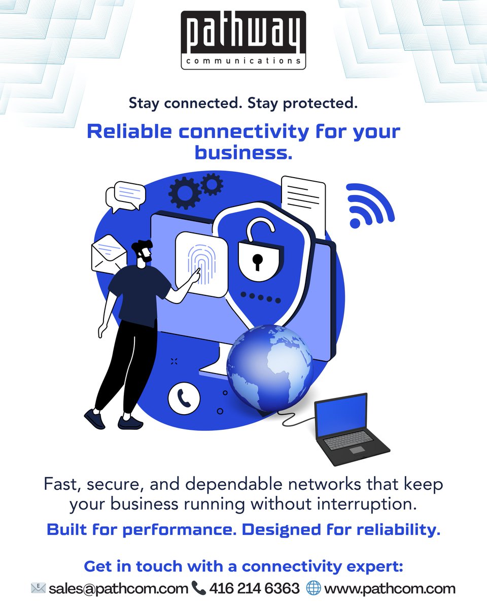 Pathcom's tweet photo. Fast. Secure. Reliable.

Connectivity that keeps your business moving.

#Connectivity #CyberSecurity https://t.co/Qh1923sEOh