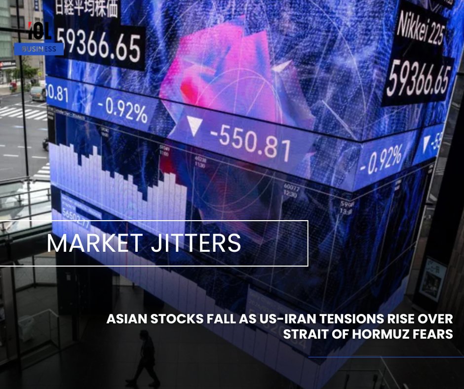 IOL's tweet image. Asian markets slipped as rising tensions between the US and Iran over the Strait of Hormuz rattled investors. The geopolitical uncertainty has fueled fears about global trade and energy security, adding fresh pressure to already fragile economies.
#business #news #markets