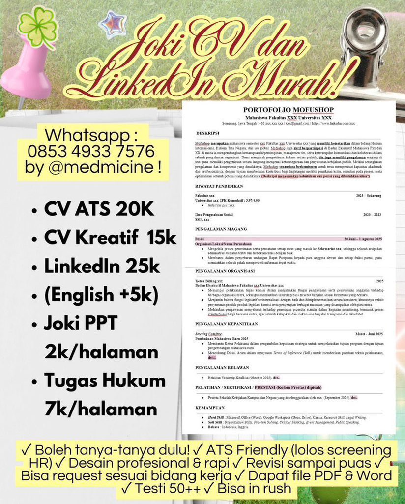 bii ౨ৎ | Joki CV & LinkedIn 𖦹 TESTI 📌 tweet media