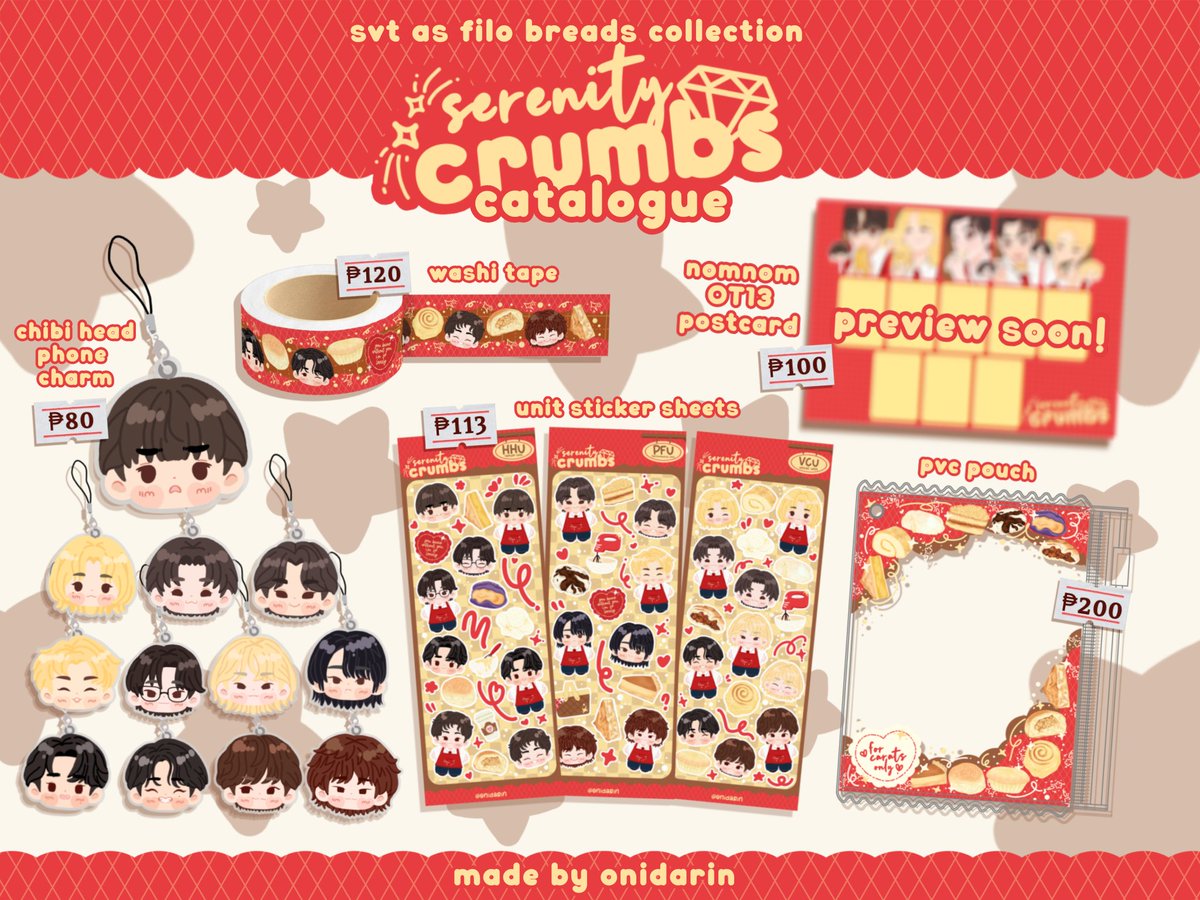 ⋆✴︎˚｡⋆
Serenity Crumbs bakery is now open
SVT as filo breads collection 🍞
Here is the catalogue preview!

˗ˏˋ ꒰ preorder form tomorrow! ꒱ ˎˊ˗