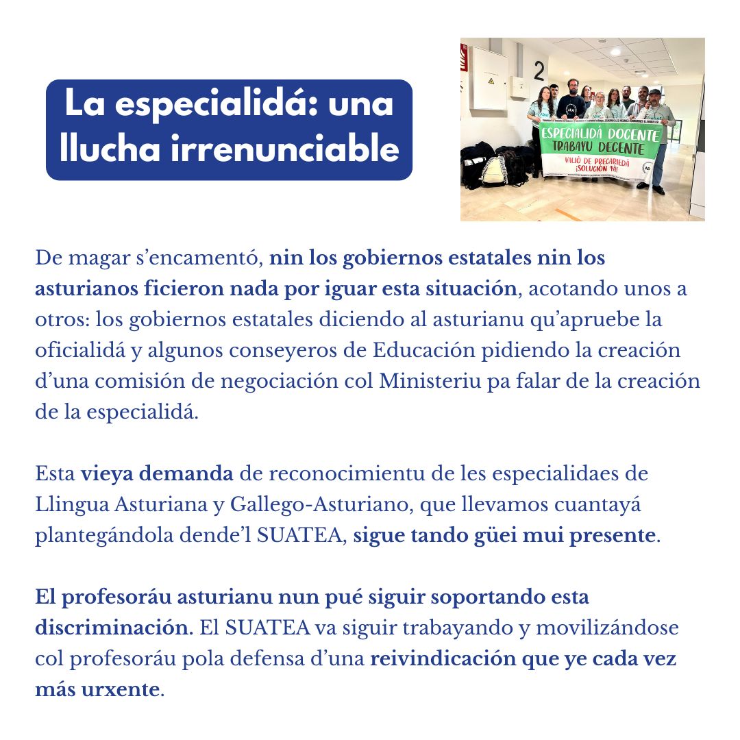 SUATEA's tweet photo. Fragmentu del artículu "La especialidá: una llucha irrenunciable", espublizáu nel númberu de mayu del Boletín del SUATEA.
Pues lleer el testu completu na nuesa web (ver perfil).
#Asturies #asturianu #adae #especialidádocentetrabayudecente #oficialidá https://t.co/B4kwPUW6k7