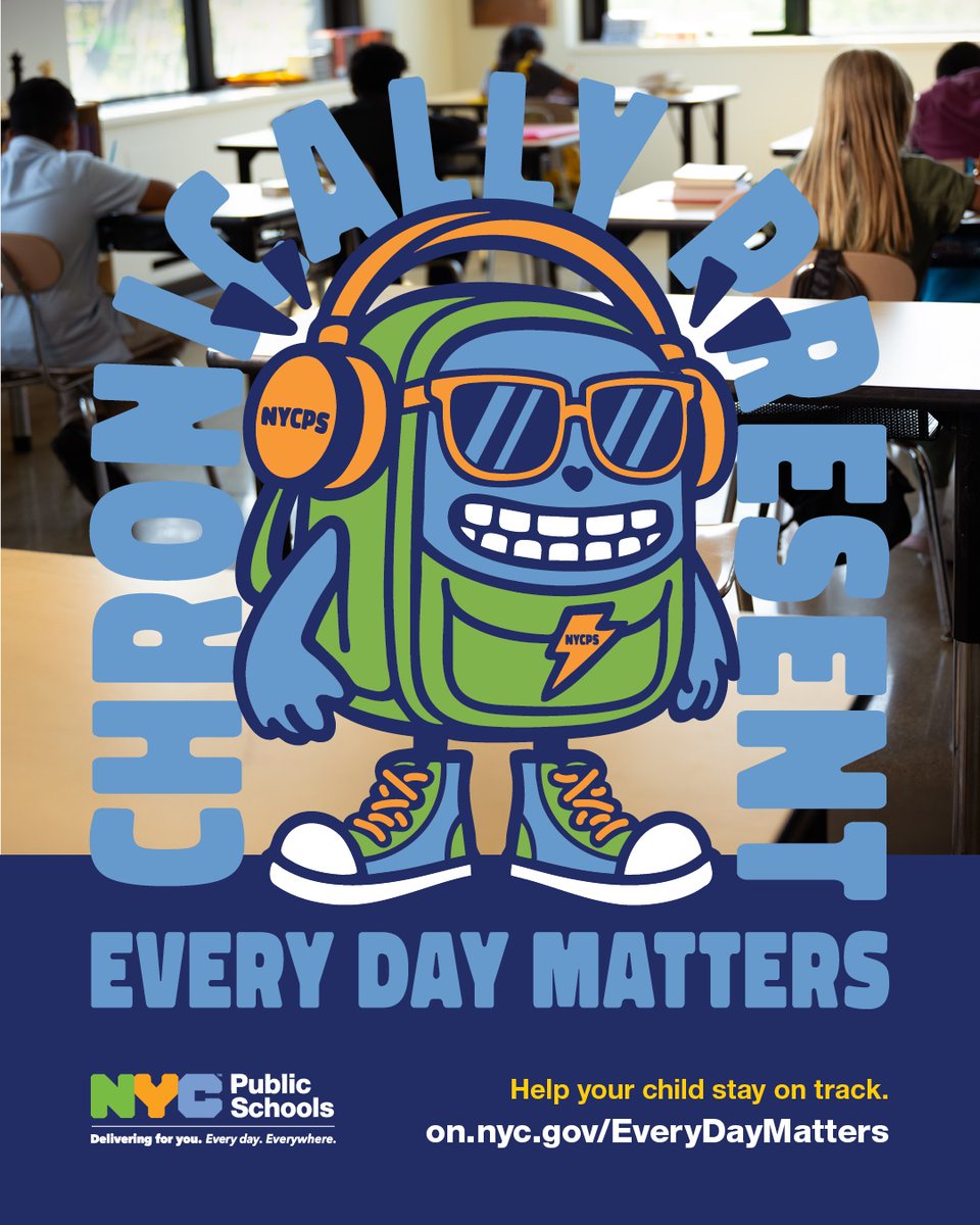 SGL378's tweet photo. Be Chronically Present.  The school year isn’t over yet and learning is still happening every day. Don’t miss out and make every day count!

If you need help getting to school, contact our Parent Coordinator or call 311 for resources.

Learn more: https://t.co/yebFU154O5 https://t.co/tRQcYhdSuY