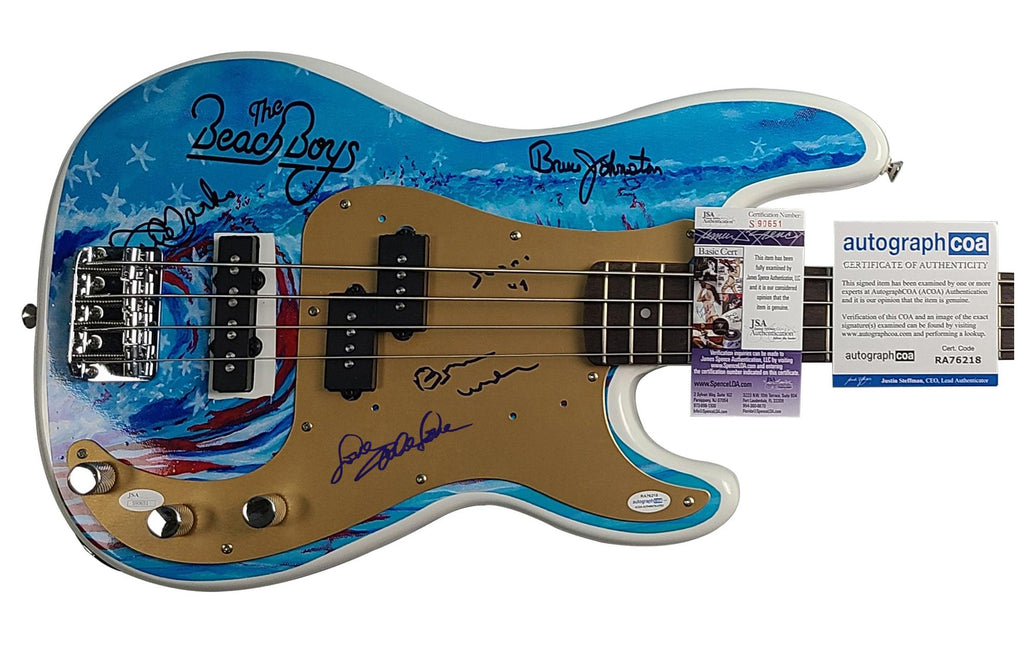 autographpros's tweet image. Check out this autograph 😍 The Beach Boys Signed Fender Bass Guitar with Surfin USA Lyric ACOA JSA 😍 
by Autograph Pros 
Shop now 👉👉 shortlink.store/f3rswf9aqugf
#autographsforsale #autograph #autographs #autographedguitar #autographpros #signed