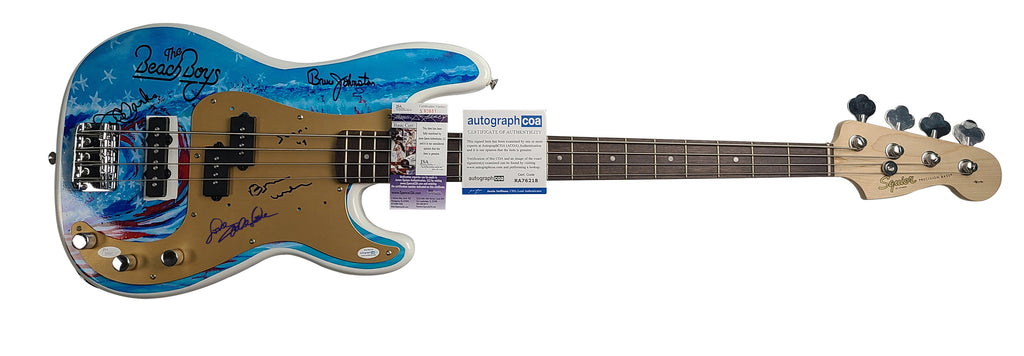 autographpros's tweet image. Check out this autograph 😍 The Beach Boys Signed Fender Bass Guitar with Surfin USA Lyric ACOA JSA 😍 
by Autograph Pros 
Shop now 👉👉 shortlink.store/f3rswf9aqugf
#autographsforsale #autograph #autographs #autographedguitar #autographpros #signed