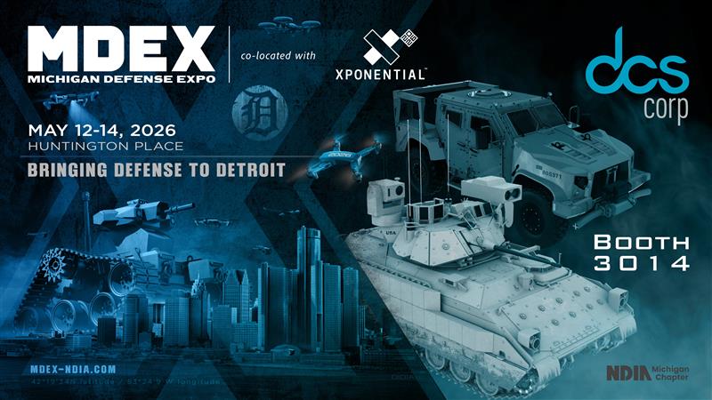 We are excited to exhibit at MDEX co-located with the XPONENTIAL Show in Detroit. Join us at Booth 3014! 

Learn more about DCS at MDEX here: dcscorp.com/mdex-2/

#DCSCorp #EmployeeOwned #MDEX2026 #XPonential