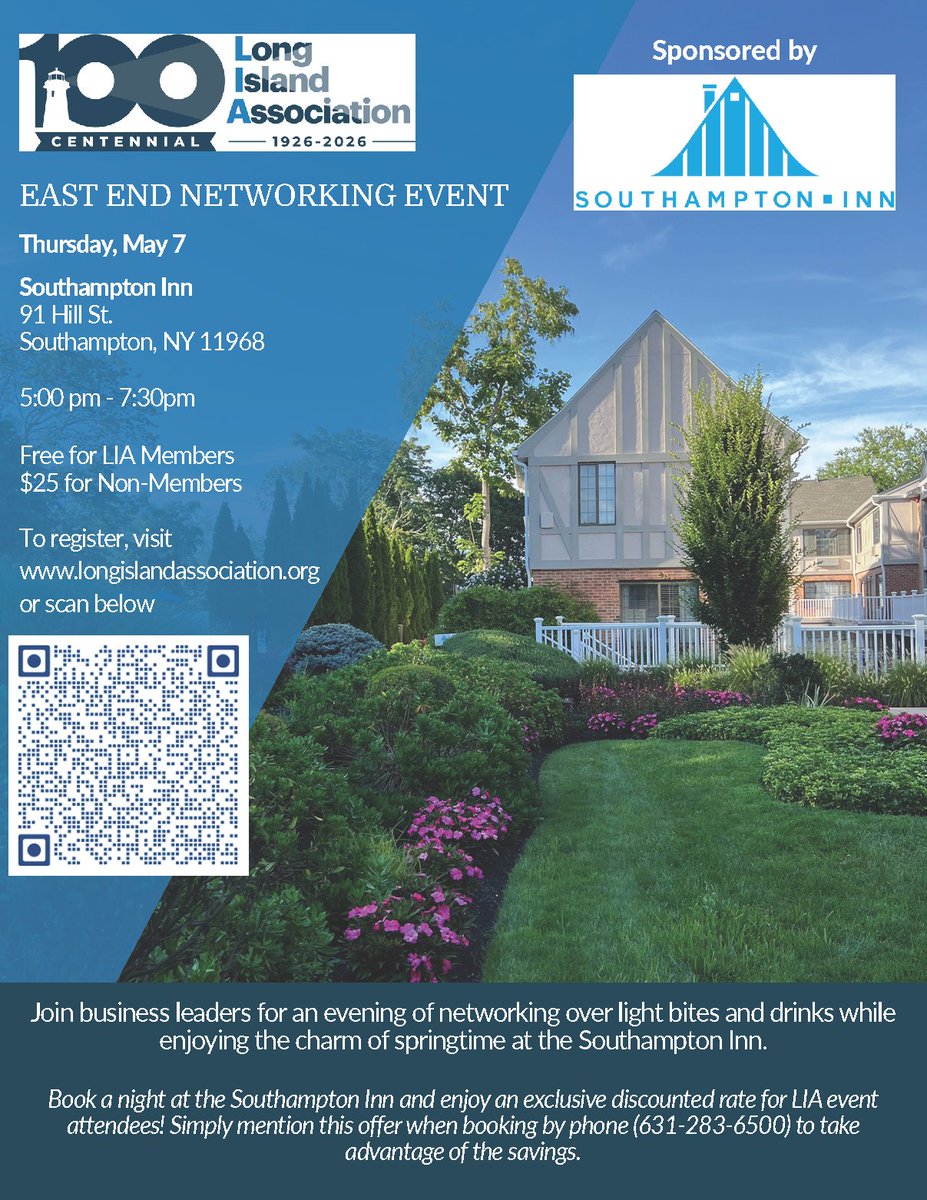SuffolkIDA's tweet image. Join the Long Island Association for an East End Networking Event and connect with fellow business leaders across the region. 🤝 Register at tinyurl.com/2hbfd3h7

#LongIsland #Community #BusinessGrowth #SuffolkCounty #NetworkingEvent #LocalBusinesses