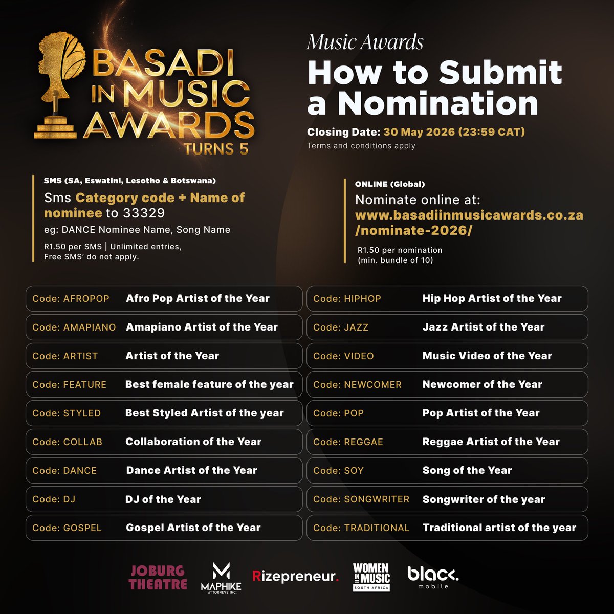 ciamcela's tweet photo. Basadi in Music Awards (BIMA) officially announces that nominations for the 2026 edition are now open,
marking a major milestone as the awards celebrate five years of honouring women across the music and
entertainment industry. https://t.co/vmT0ATIN0k