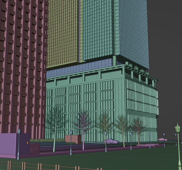 boowygon's tweet image. 木とか色々追加してフォトショで色調整。
（※左の東京海上日動の本館は、今は解体済み)
#blender #b3d #3dcg