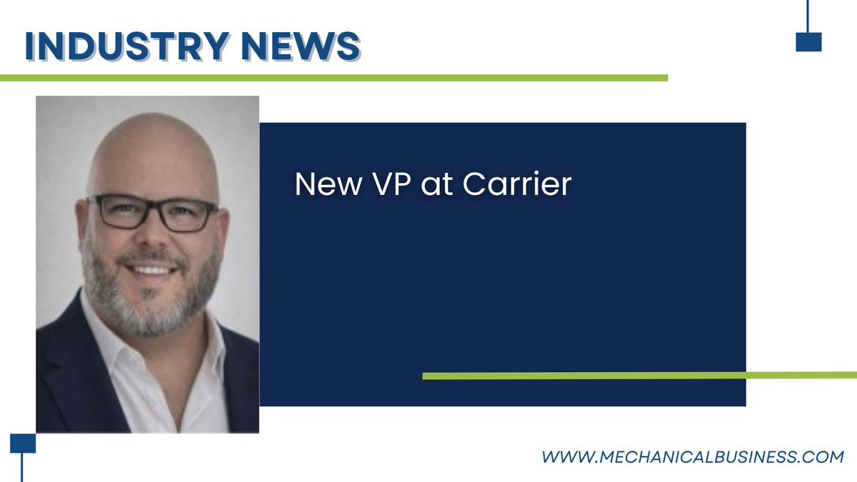 MechBusiness's tweet image. Kyle Doherty has joined Carrier Enterprise Canada as vice president, Canada – Legacy Sales. 
.
.
.
Click on the link for more details: buff.ly/eFqBGsC 
#CarrierEnterpriseCanada #HVACR #Carrier #Bryant #Payne