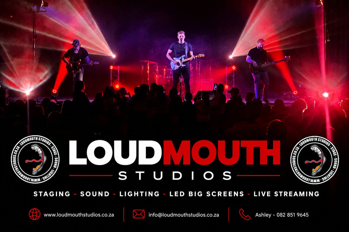 LoudmouthAudio's tweet photo. LOUDMOUTH STUDIOS | Professional Staging, Sound, Lighting &amp; Live Streaming – Klerksdorp &amp; Surrounding Areas

🌐 https://t.co/ubU3hwK6af⁠
📧 info@loudmouthstudios.co.za
📞 Ashley – 082 851 9645

#Klerksdorp #Stage #Sound #Lights #Live #Streaming #Events #KlerksdorpEvents #Event https://t.co/CvqGQSk7du