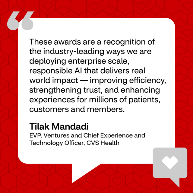 hedevane's tweet photo. CVS Health recognized for AI innovation at the Stevie Awards #TeamCVS https://t.co/16AnJITLQ3