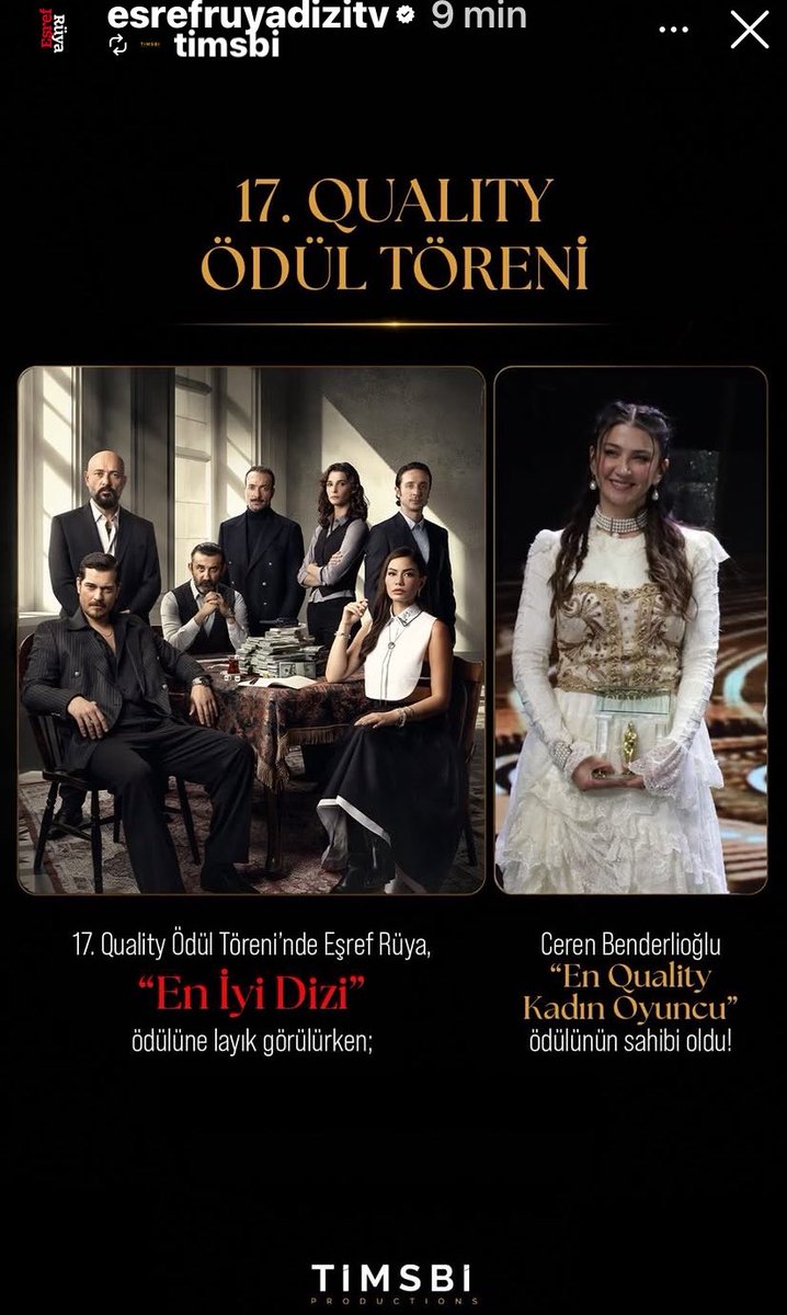 Başrol oyuncunuz Demet Özdemir yediye yakın ödül kazandı ama onun hakkında böyle bir paylaşım hiç görmedim. Bu bir şaka mı? <a href="/timsbitv/">TİMSBİ Productions</a> <a href="/esrefruyadizitv/">Eşref Rüya</a> 
#esrefrüya