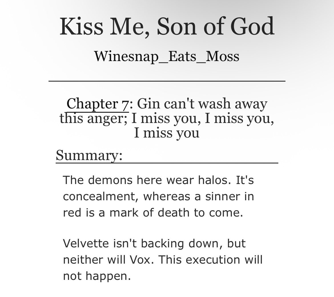 Winesnap is writing Radiostatic angst tweet media