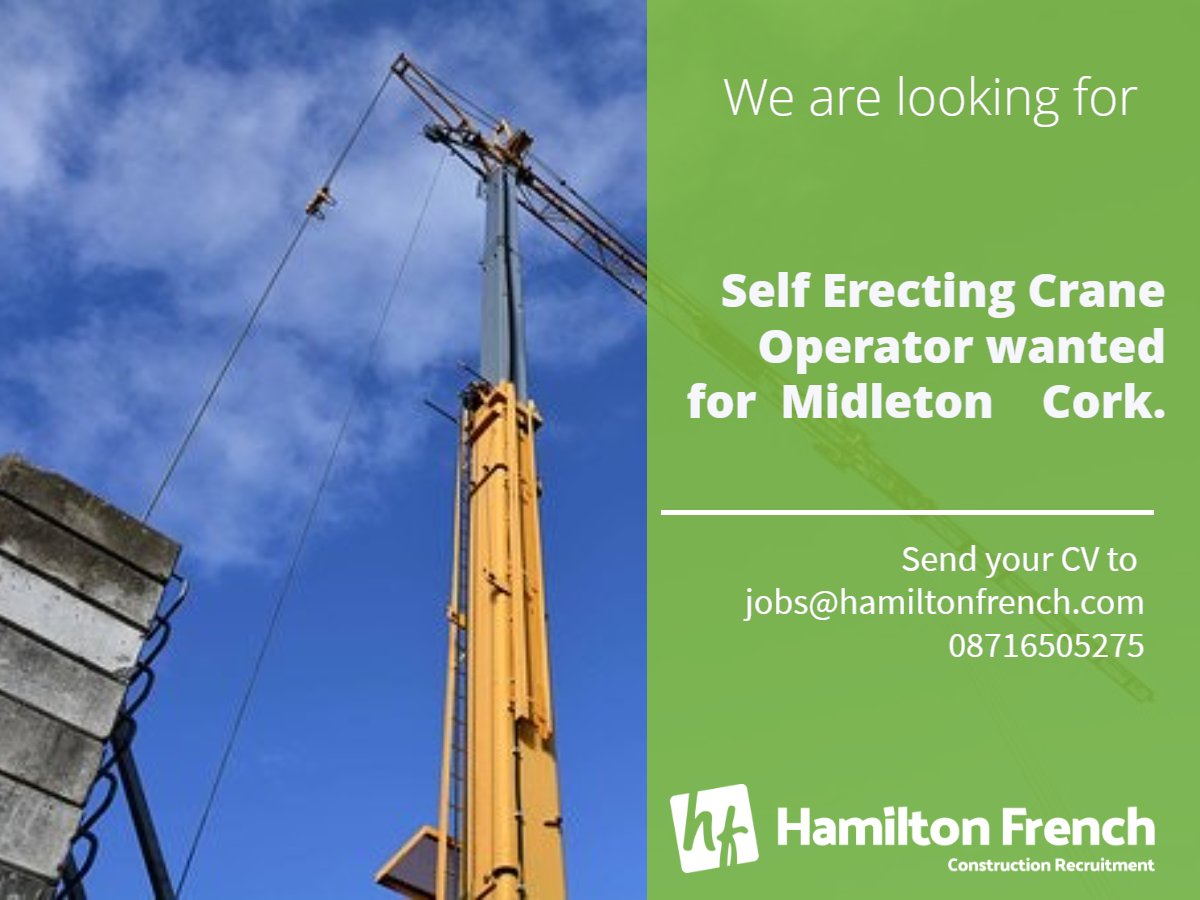 HamiltonFrench_'s tweet photo. We have been retained to source for a Self Erect Crane Operator for a new development in Midleton.

https://t.co/OnMTvqGqwV

#selferect #construction #CorkJobs #Midleton #Hiring #HamiltonFrench #irishjobs #jobfairy https://t.co/WCQyoCYv7w